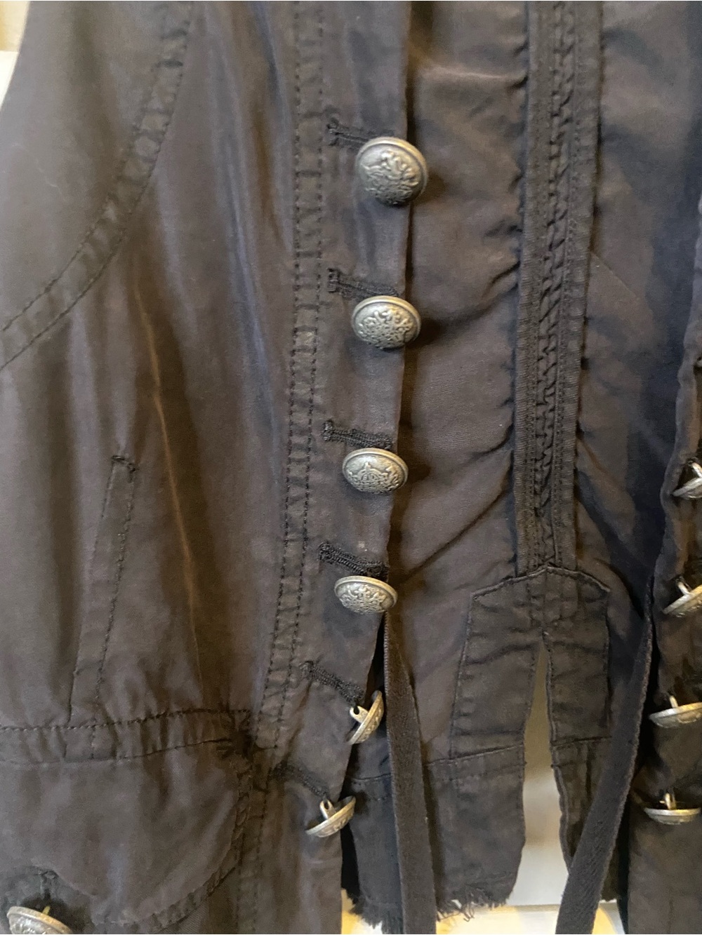 We The Free Black Sleeveless Button Vest with Ties - Picture 2 of 9